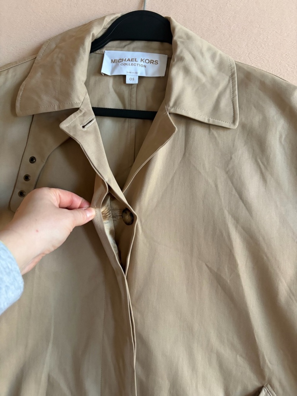 Michael Kors Collection Italian Made Oversized‎ Trench Coat Sand Minimalist OS - Picture 8 of 15